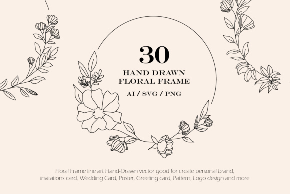 30 Floral Frame Line Art Hand-Drawn: Elevate Your Brand Identity