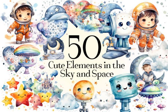 Adorable Celestial Designs: Cute Elements in the Sky and Space