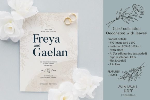 Card Collection Decorated with Leaves: Organic Elegance for Modern Projects