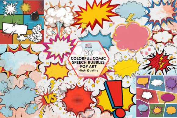Colorful Comic Speech Bubbles Pop Art: Bold Design Energy