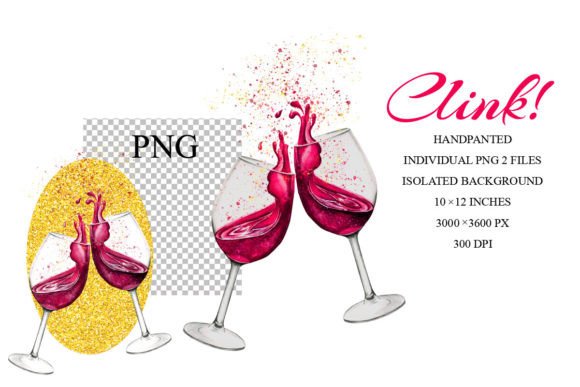 Elevate Your Designs with Watercolor Wine Glasses PNGs