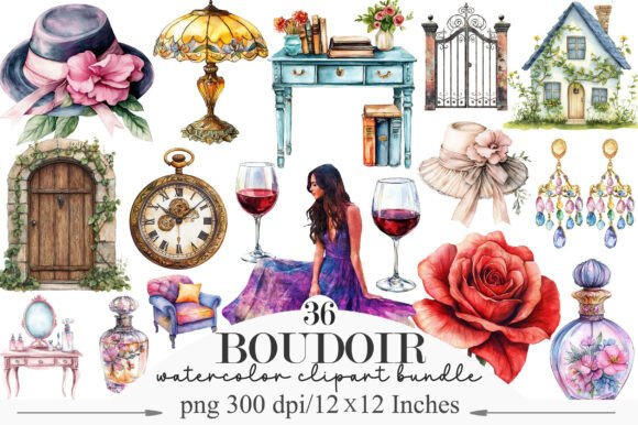 Elevate Your Projects with Watercolor Boudoir Clipart