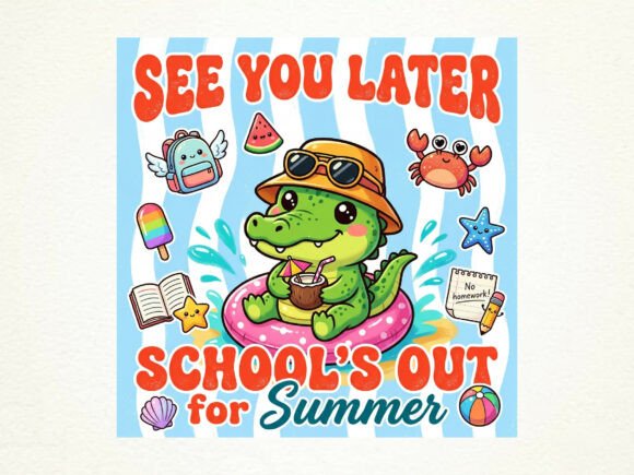Embrace the Sunshine: Using School out Summer Gator Funny PNG