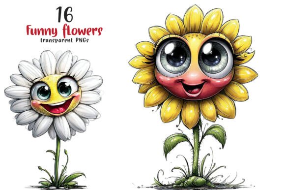 Funny Cartoon Flowers Clipart: Inject Playful Charm Into Every Project