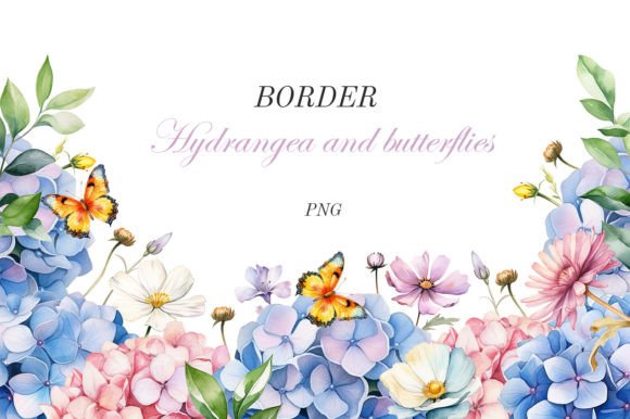 Hydrangea Border: Crafting Elegance with Watercolor Florals