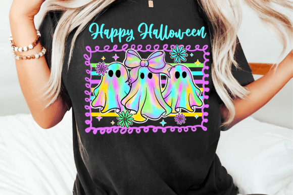 Neon Ghost Happy Halloween Png: A Vibrant Asset for Spooky Season Creations