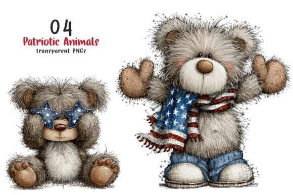 Patriotic Animals Clipart PNG: Vibrant Design Assets