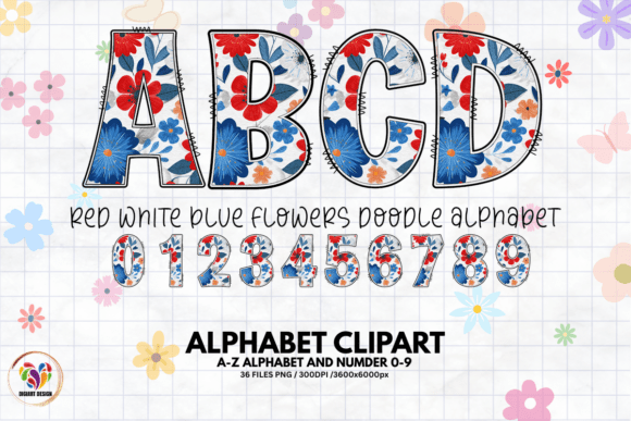 Red White Blue Flower Doodle Alphabet: A Designer's Guide