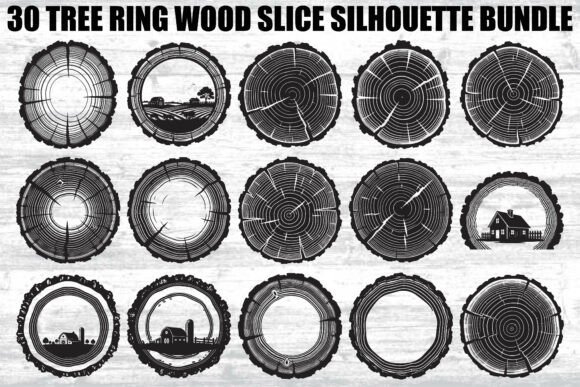 Tree Ring Wood Slice SVG Bundle: Rustic Design Assets