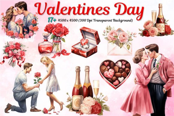 Valentine's Day Watercolor Bundle: Creative Design Assets