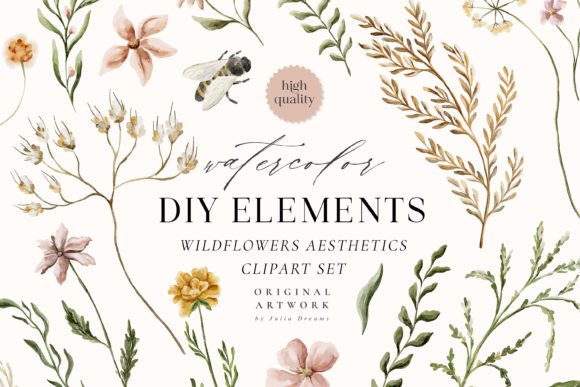 Wildflower Aesthetics Watercolor Clipart: Your Next Design Secret Weapon